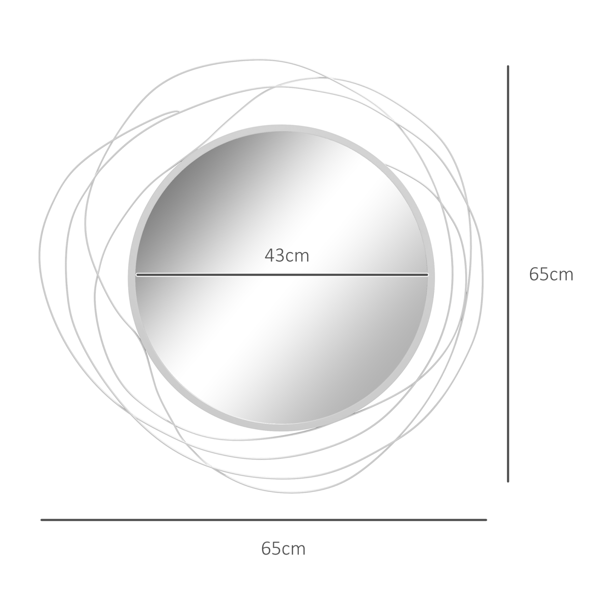 HOMCOM Metal Wall Art 65cm Round Mirror for Living Room Dining Room Gold Tone