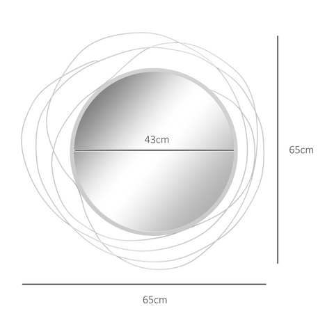 HOMCOM Metal Wall Art 65cm Round Mirror for Living Room Dining Room Gold Tone