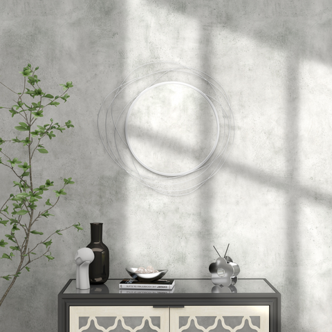 HOMCOM Metal Wall Art 65cm Round Mirror for Living Room Dining Room Gold Tone