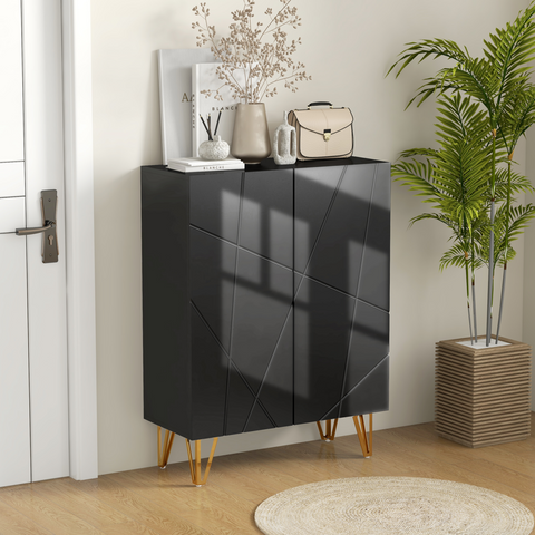 HOMCOM Shoe Storage Cabinet with Soft-Close Hinges and Adjust Shelves