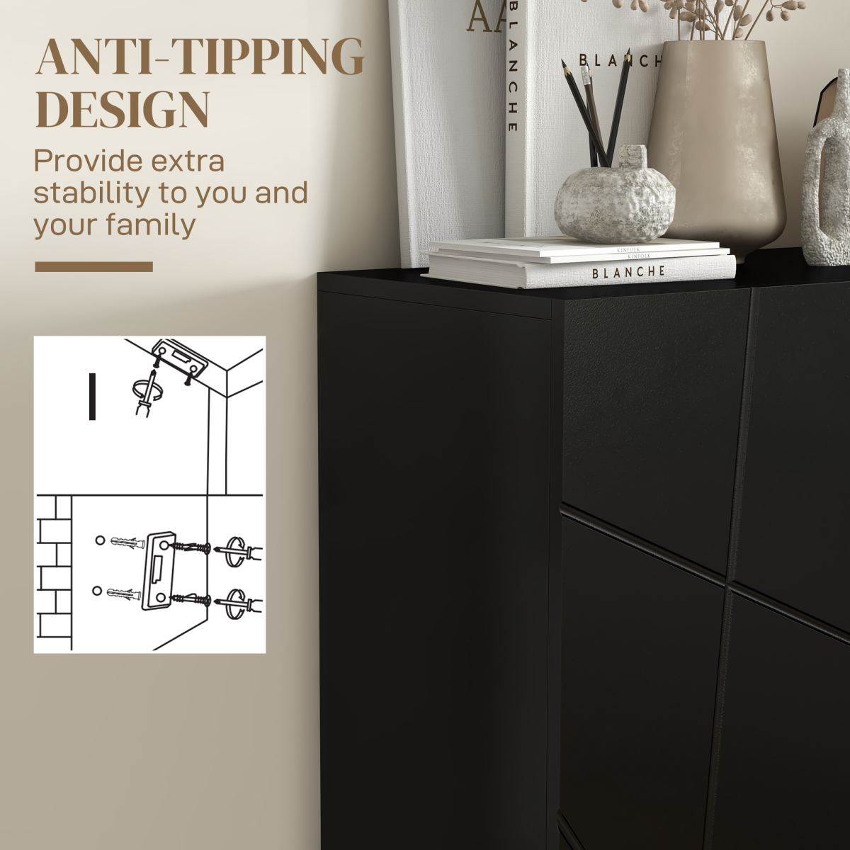HOMCOM Shoe Storage Cabinet with Soft-Close Hinges and Adjust Shelves