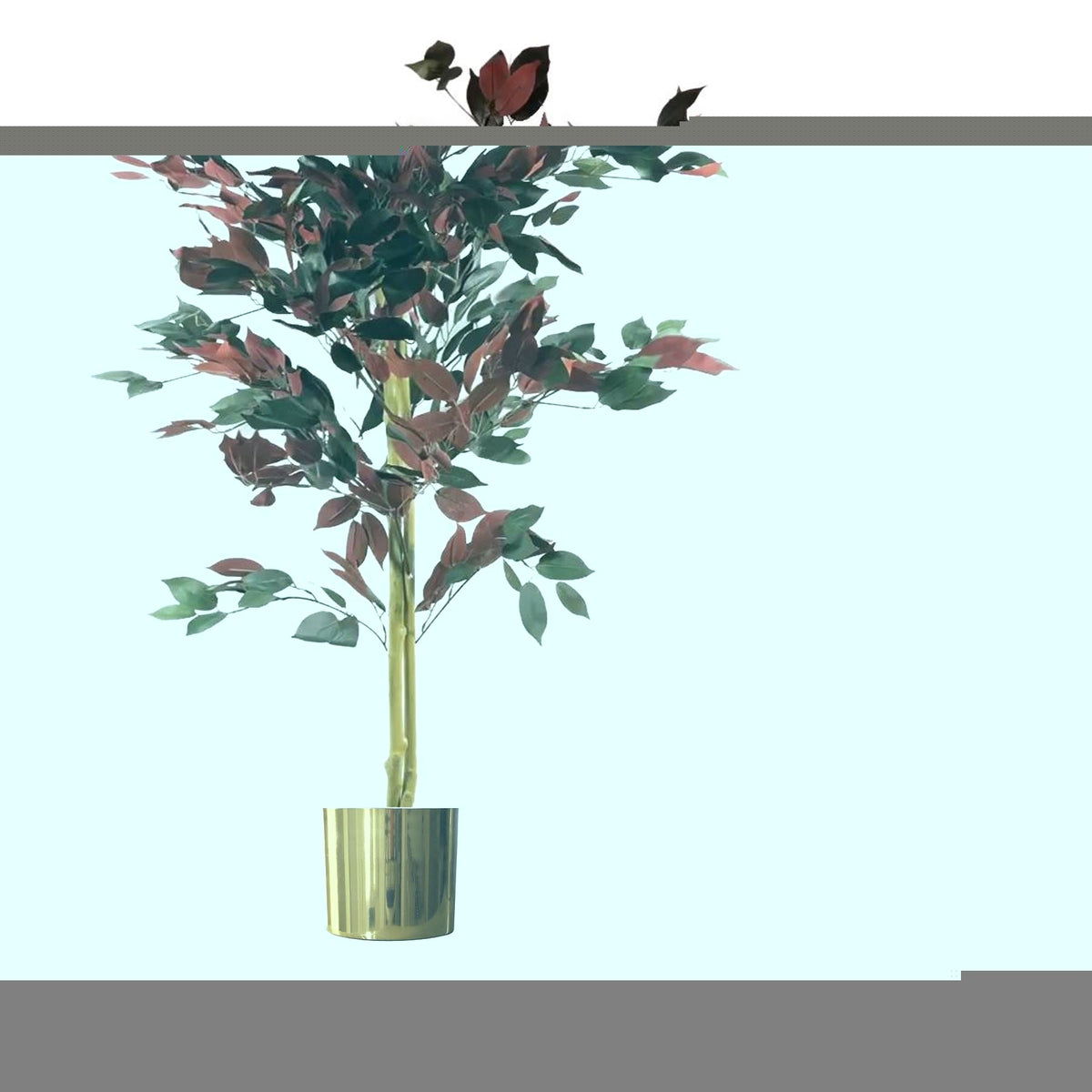 120cm (4ft) Artificial Red Ficus Tree With Gold Metal Planter