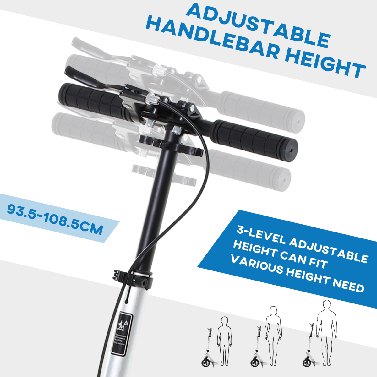 HOMCOM Adult Teens Kick Scooter Fold Adjust 14+ w/ Rear Wheel&Hand Brake