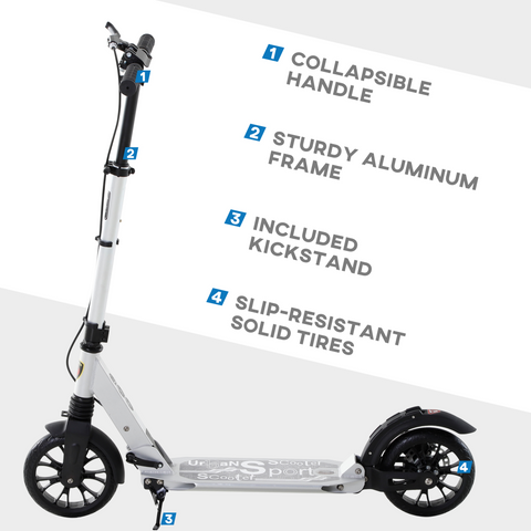 HOMCOM Adult Teens Kick Scooter Fold Adjust 14+ w/ Rear Wheel&Hand Brake