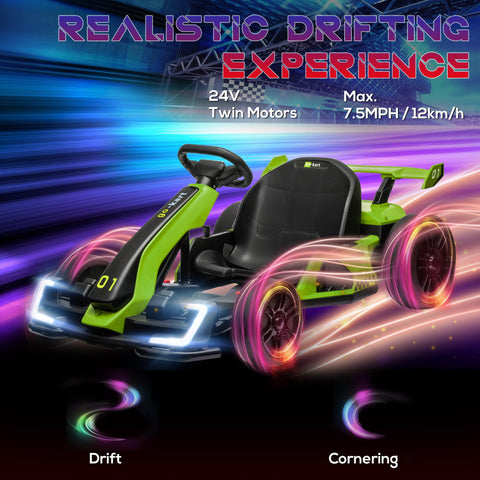 HOMCOM 24V Electric Go Kart for Kids with Adjustable Seat
