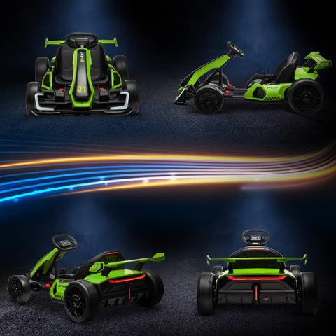 HOMCOM 24V Electric Go Kart for Kids with Adjustable Seat