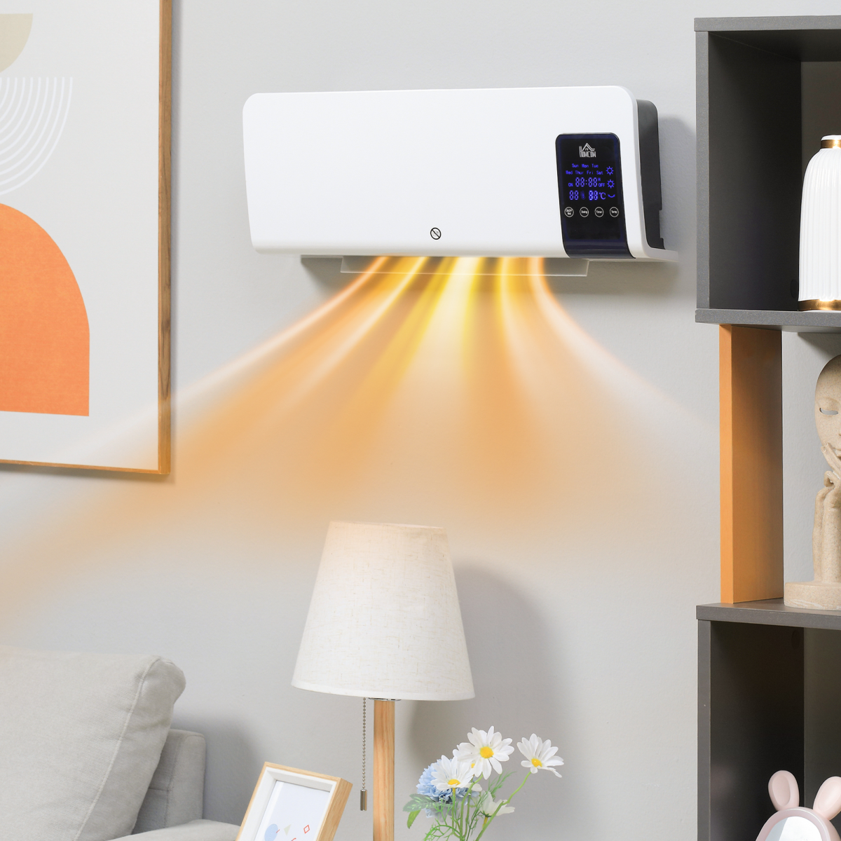 HOMCOM 2000W Wall Mounted Ceramic Heater with Remote Control for Home
