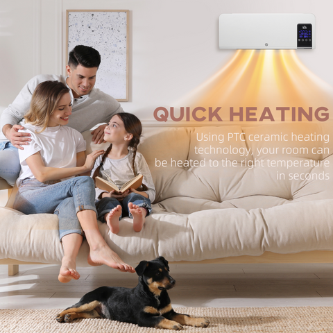 HOMCOM 2000W Wall Mounted Ceramic Heater with Remote Control for Home