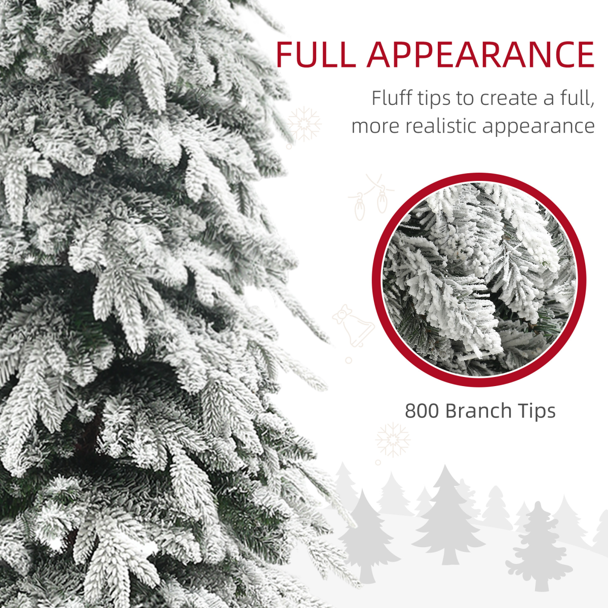 HOMCOM 6ft Flocked Pencil Christmas Tree with Auto Open, Steel Base