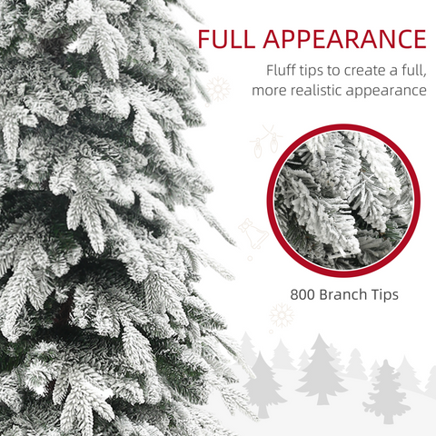HOMCOM 6ft Flocked Pencil Christmas Tree with Auto Open, Steel Base