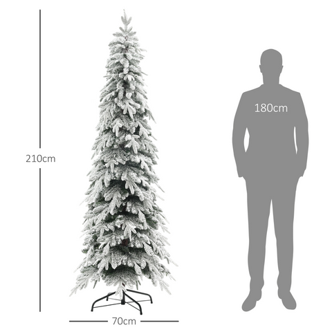 HOMCOM 6ft Flocked Pencil Christmas Tree with Auto Open, Steel Base