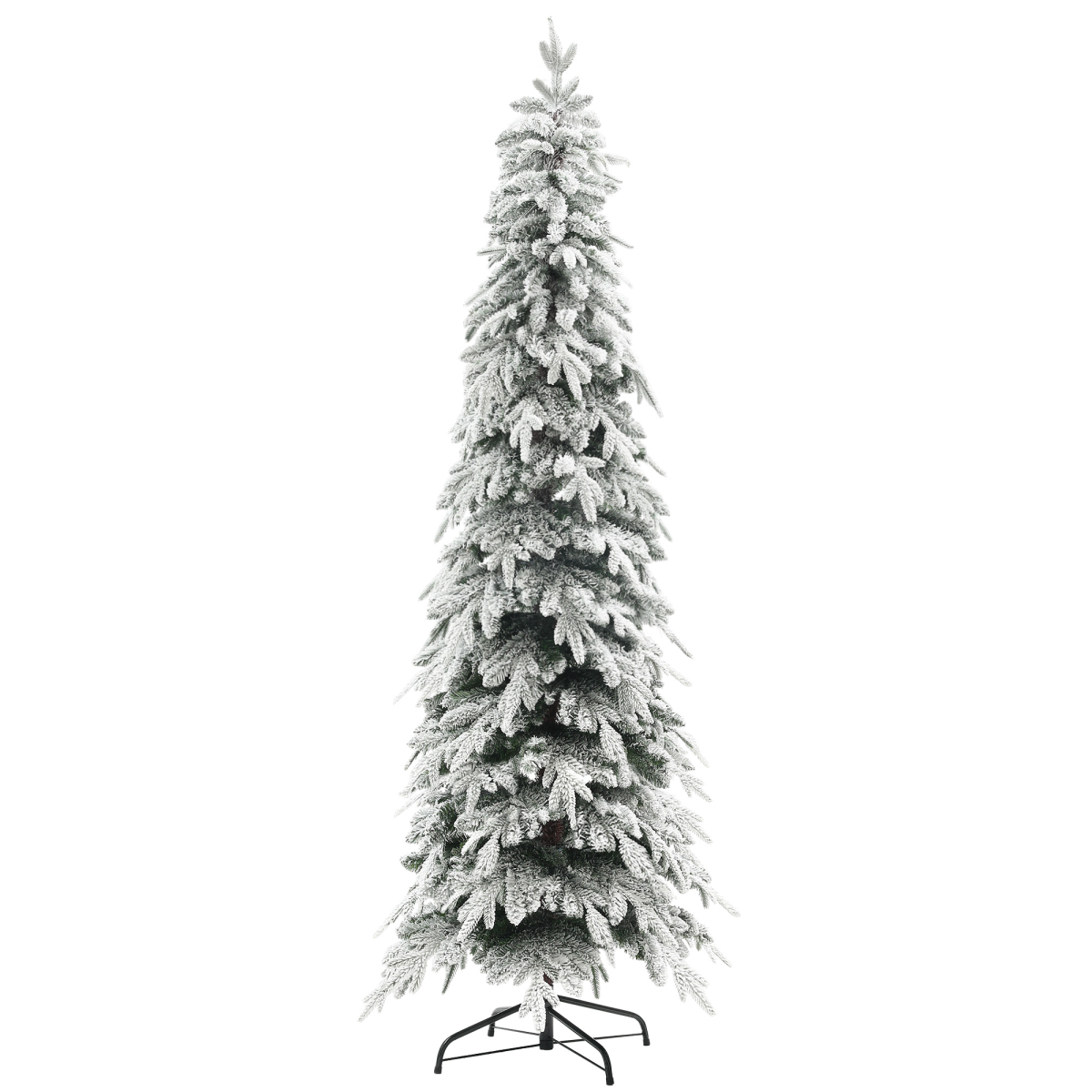 HOMCOM 6ft Flocked Pencil Christmas Tree with Auto Open, Steel Base
