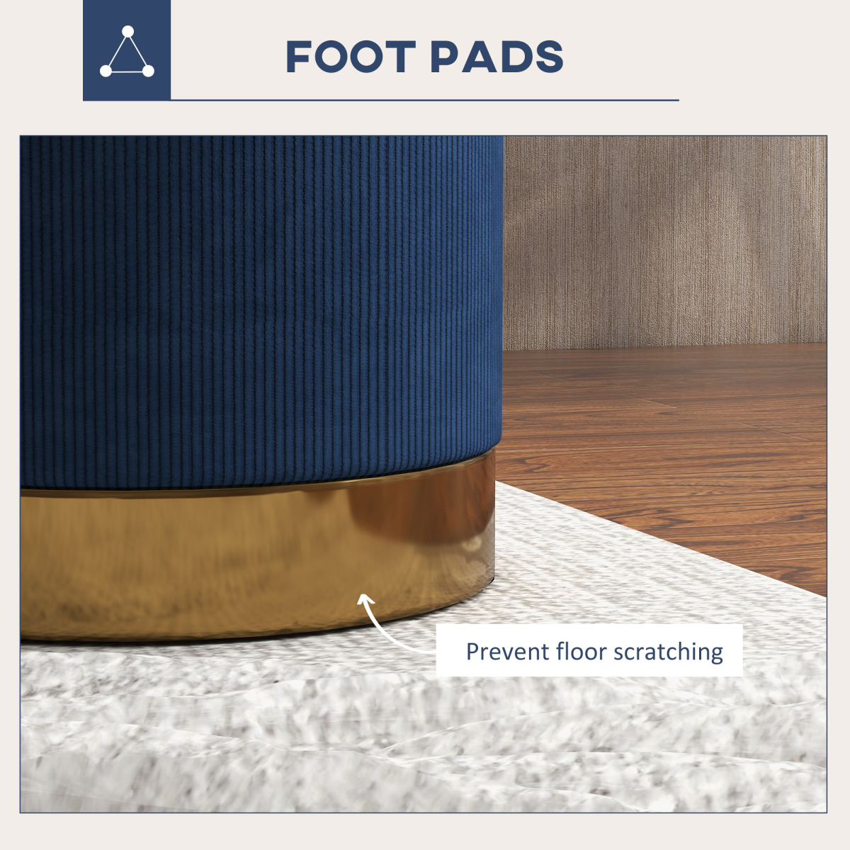 HOMCOM Modern Round Footstool, Fabric Upholstered Foot Rest