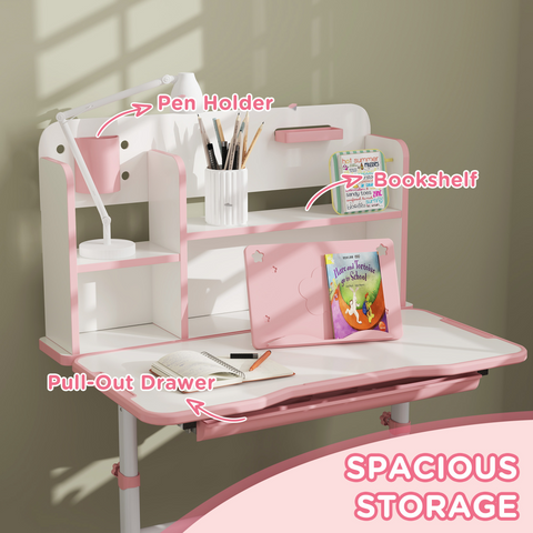AIYAPLAY Kids Desk and Chair Set w/ Tiltable Desktop Reading Rack