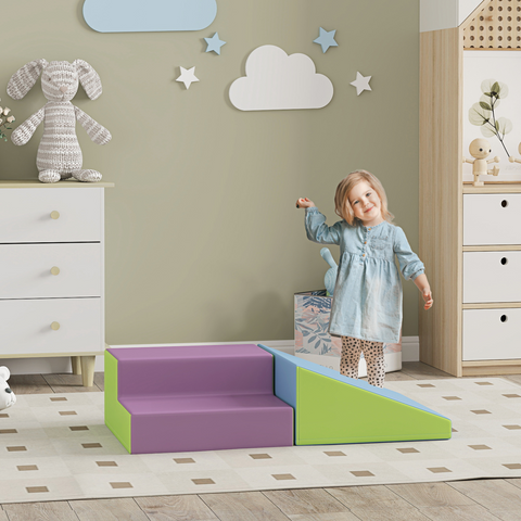 HOMCOM 2 Piece Soft Play Set for Toddler Climb and Crawl