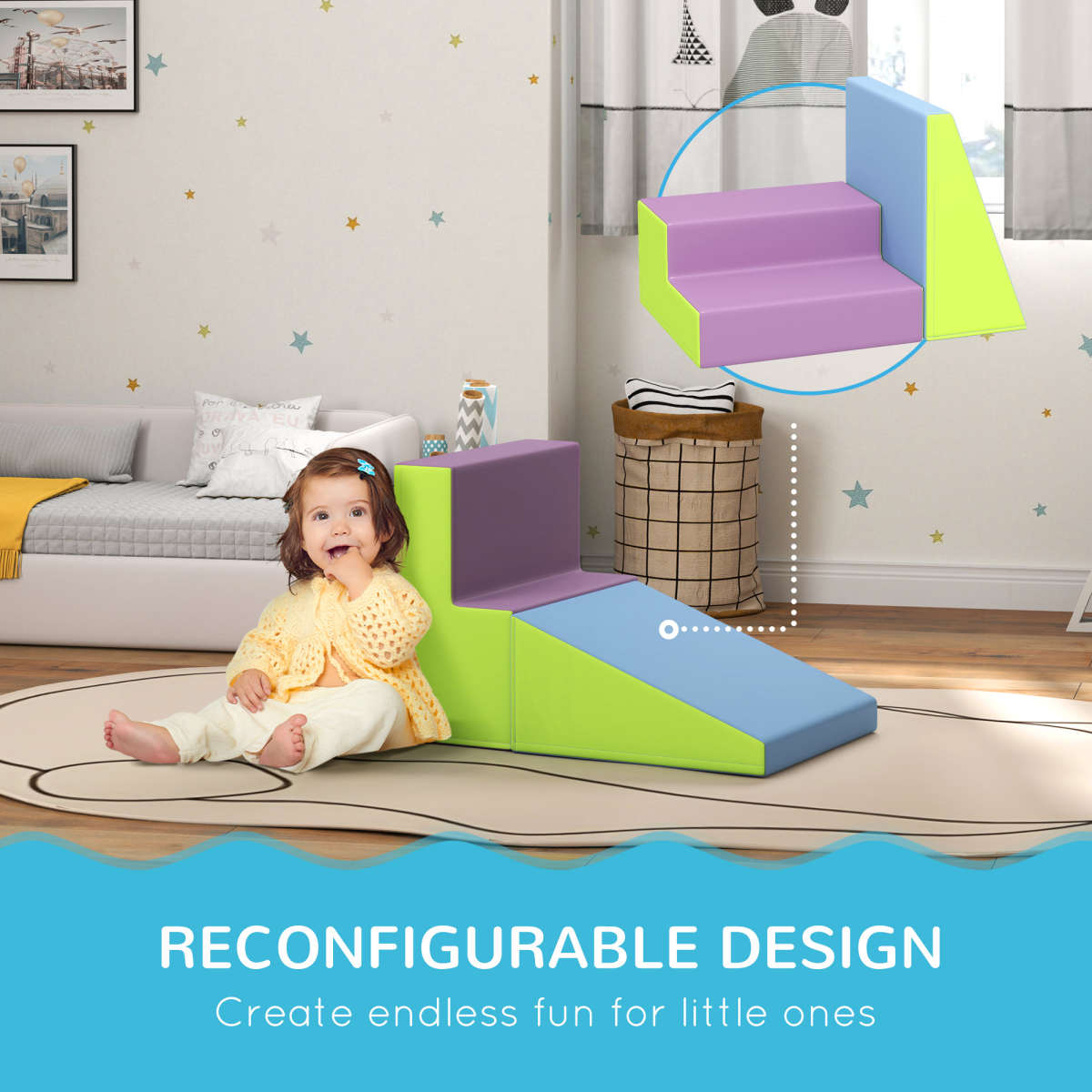 HOMCOM 2 Piece Soft Play Set for Toddler Climb and Crawl