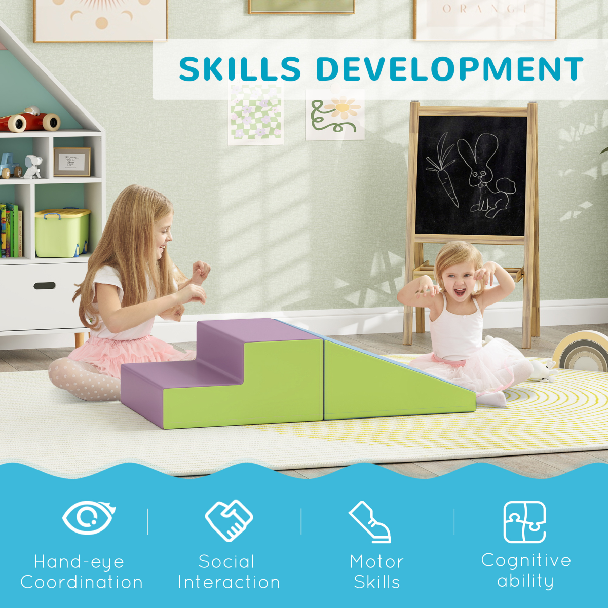 HOMCOM 2 Piece Soft Play Set for Toddler Climb and Crawl