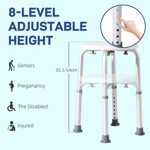 HOMCOM Bath Chair Height Adjustable Shower Seat for Elderly Disabled