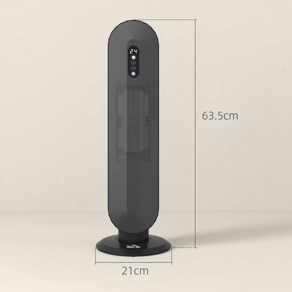 HOMCOM Ceramic Space Heater Tower Heater W/ 45° Oscillation