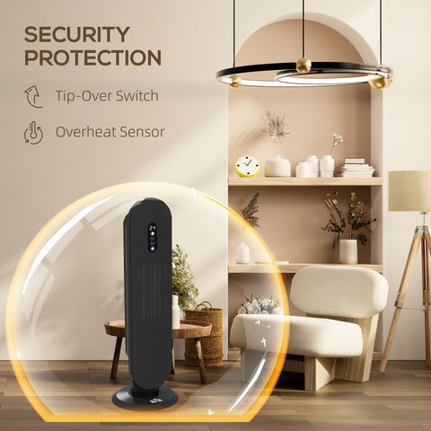 HOMCOM Ceramic Space Heater Tower Heater W/ 45° Oscillation