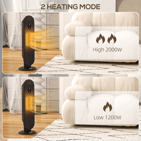 HOMCOM Ceramic Space Heater Tower Heater W/ 45° Oscillation