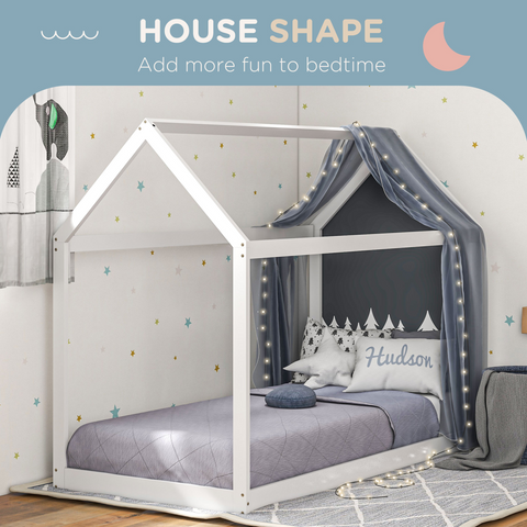 HOMCOM Wooden Single Bed Frame with Tree House Style