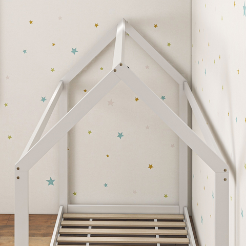 HOMCOM Wooden Single Bed Frame with Tree House Style