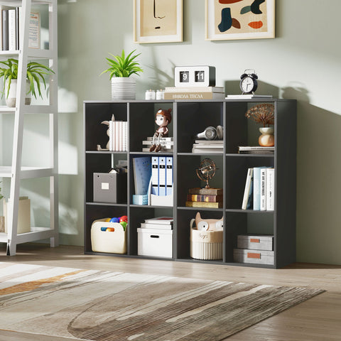 HOMCOM 6-Cube Bookshelf, Display Shelving Unit for Home Office, Black