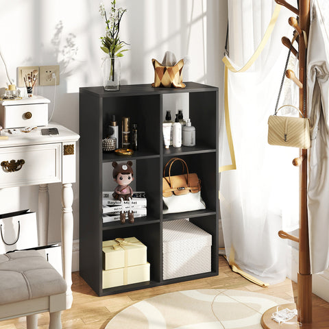 HOMCOM 6-Cube Bookshelf, Display Shelving Unit for Home Office, Black