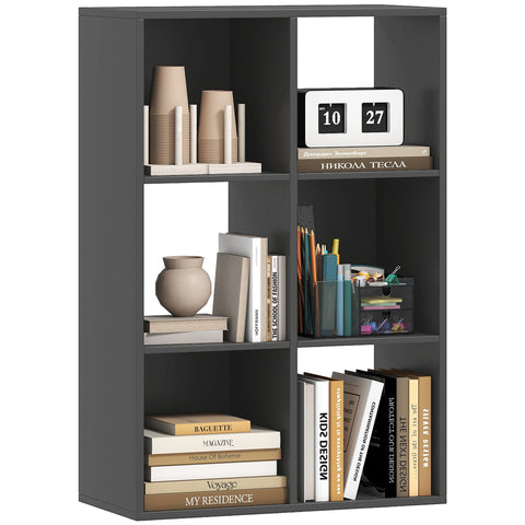 HOMCOM 6-Cube Bookshelf, Display Shelving Unit for Home Office, Black