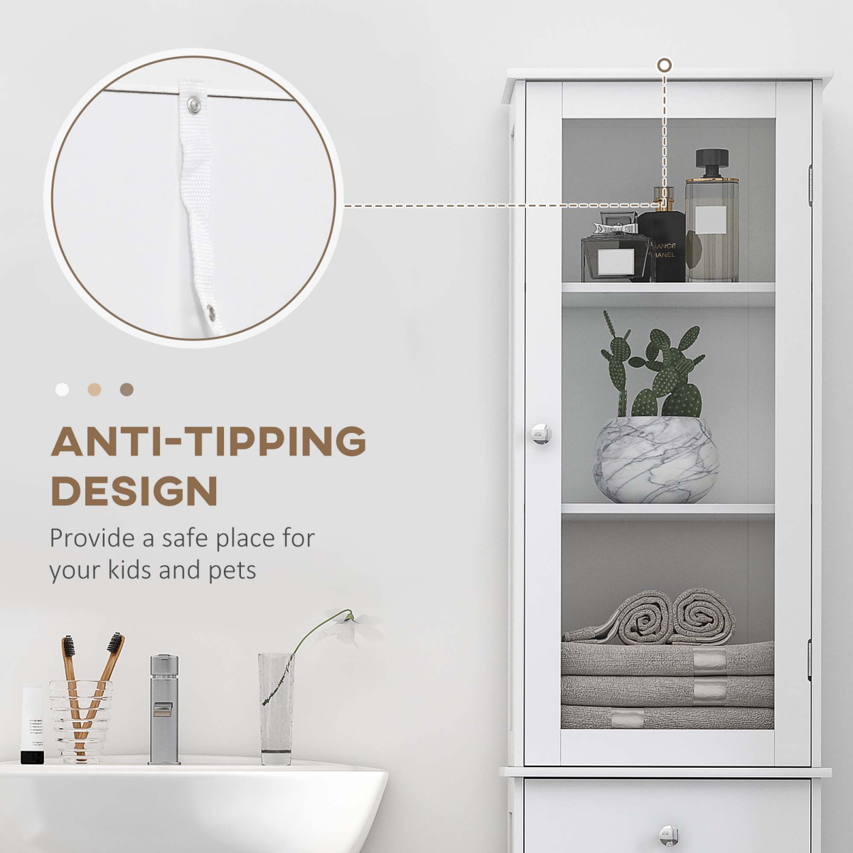 kleankin Storage Cabinet Organizer Tower with Shelves & Drawer