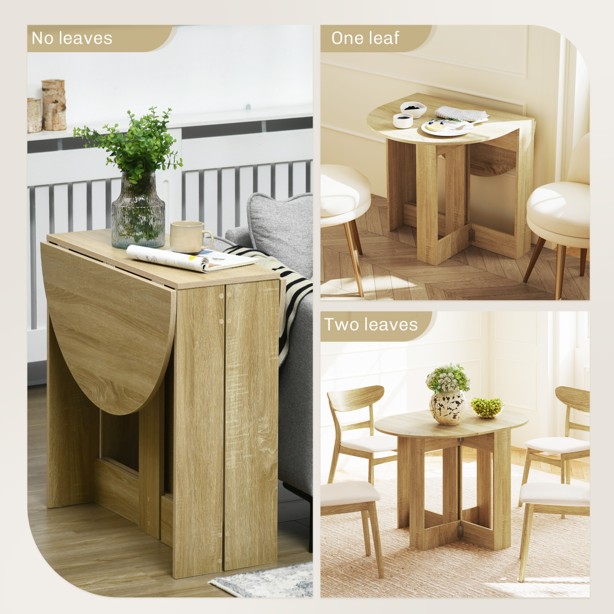 HOMCOM Folding Dining Table Foldable Drop Leaf Dinner Table for Kitchen