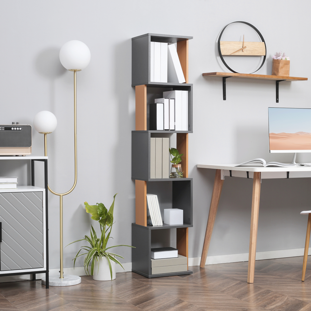 HOMCOM 5-Tier Bookshelf Freestanding Bookcase Storage Shelves
