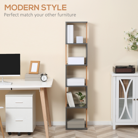 HOMCOM 5-Tier Bookshelf Freestanding Bookcase Storage Shelves