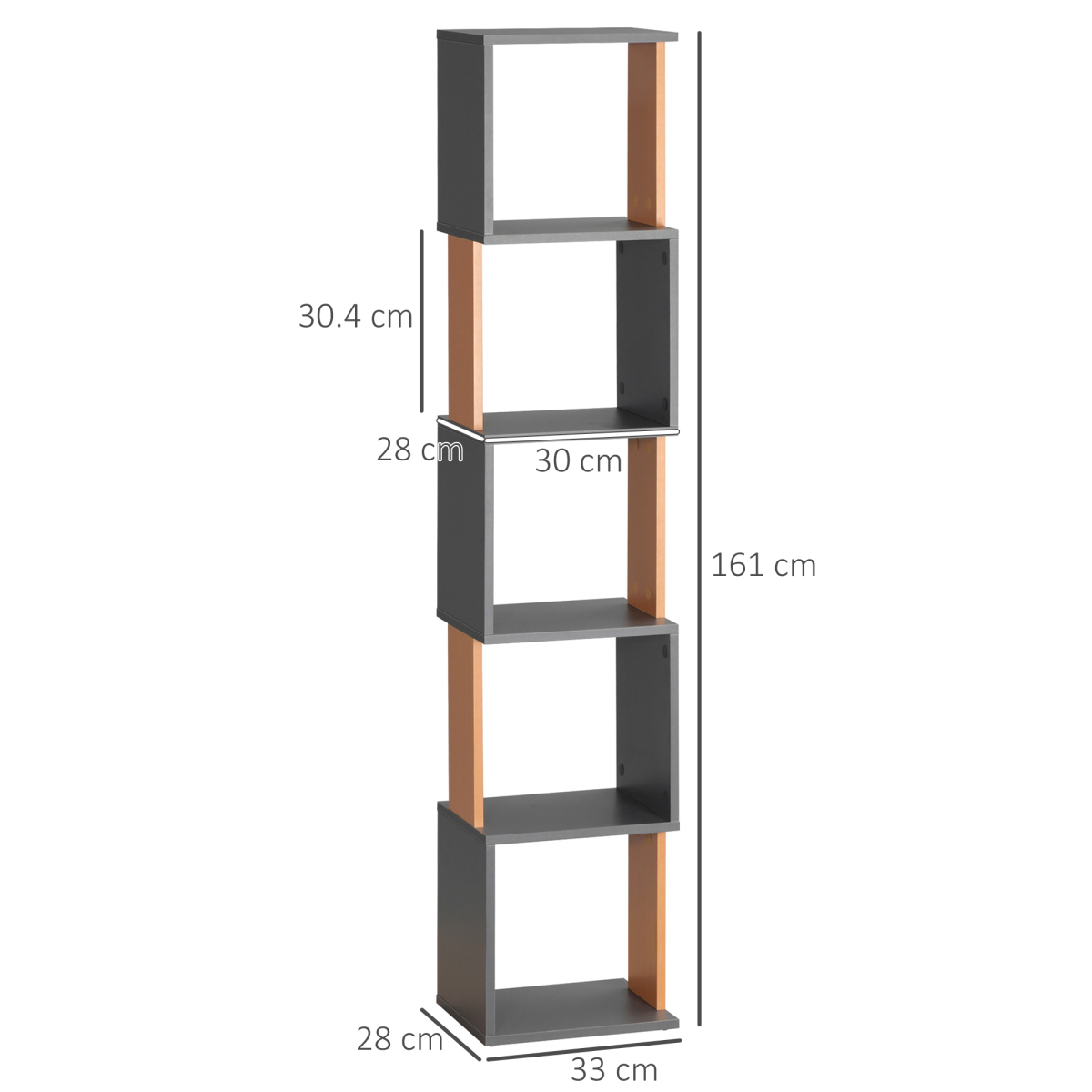 HOMCOM 5-Tier Bookshelf Freestanding Bookcase Storage Shelves