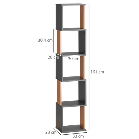 HOMCOM 5-Tier Bookshelf Freestanding Bookcase Storage Shelves