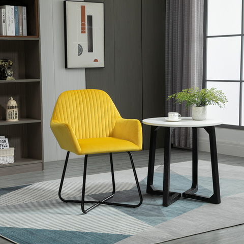 HOMCOM Modern Accent Chair Velvet-Touch Upholstered Armchair