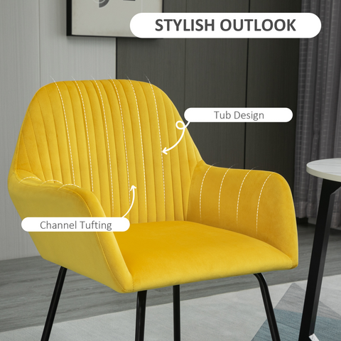 HOMCOM Modern Accent Chair Velvet-Touch Upholstered Armchair