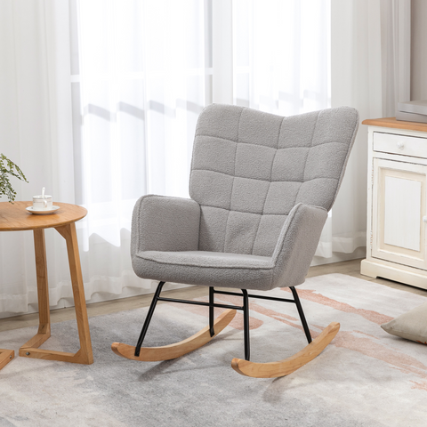 HOMCOM Wingback Rocking Chair for Nursing w/ Steel Frame
