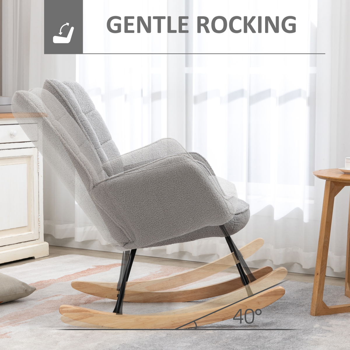 HOMCOM Wingback Rocking Chair for Nursing w/ Steel Frame