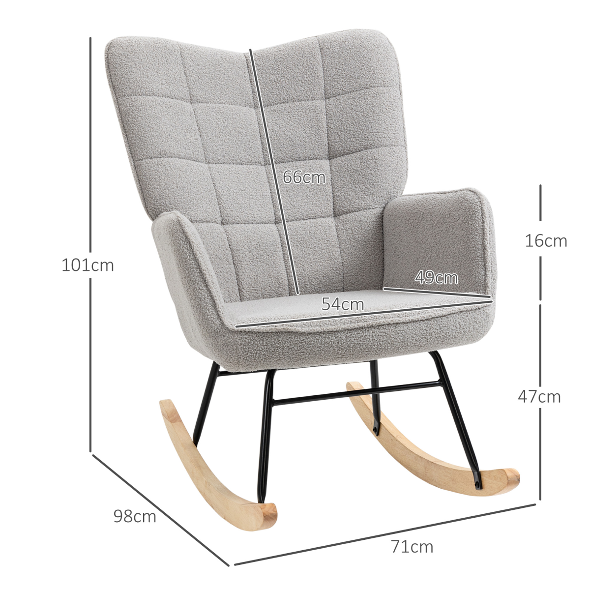 HOMCOM Wingback Rocking Chair for Nursing w/ Steel Frame