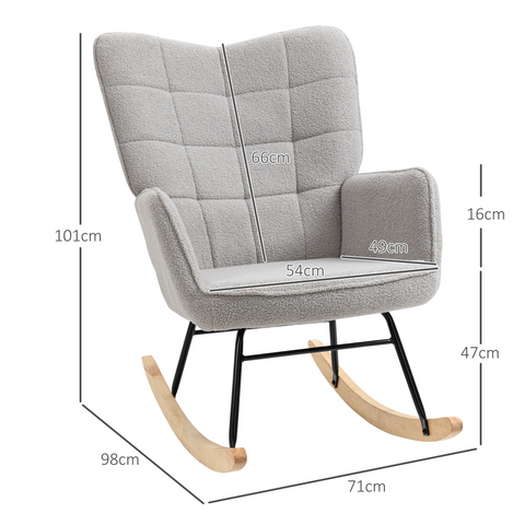 HOMCOM Wingback Rocking Chair for Nursing w/ Steel Frame