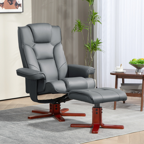 HOMCOM Reclining Armchair with Footstool and Adjustable Backrest