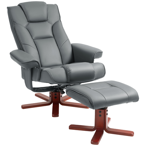 HOMCOM Reclining Armchair with Footstool and Adjustable Backrest