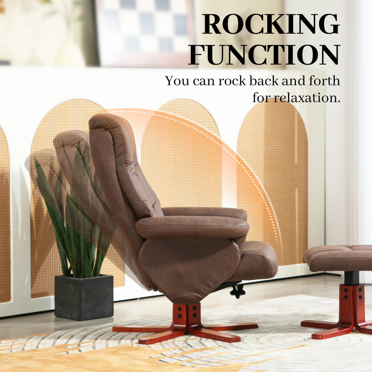HOMCOM Recliner Chair with Footstool, Backrest Adjustable, Armchair