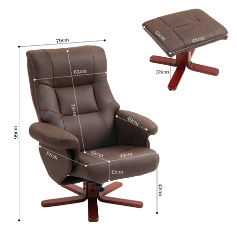 HOMCOM Recliner Chair with Footstool, Backrest Adjustable, Armchair