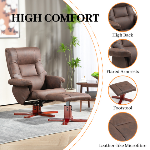 HOMCOM Recliner Chair with Footstool, Backrest Adjustable, Armchair