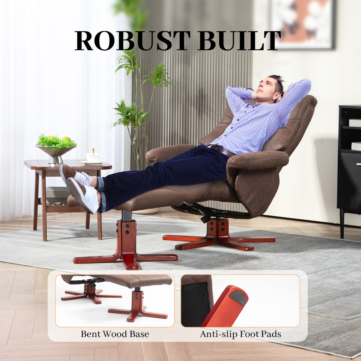 HOMCOM Recliner Chair with Footstool, Backrest Adjustable, Armchair