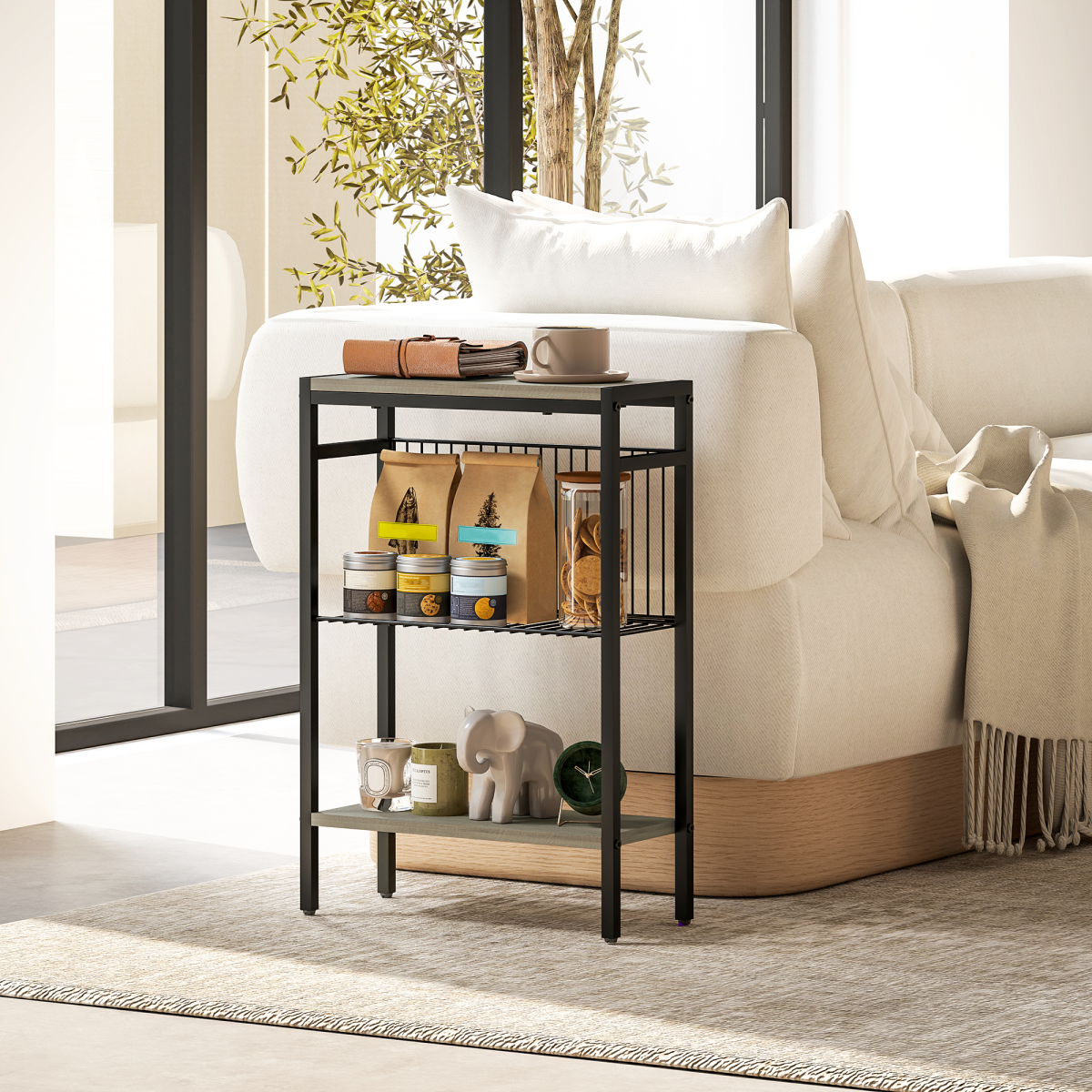 HOMCOM Side Table with Storage, Small Table for Living Room, Bedroom