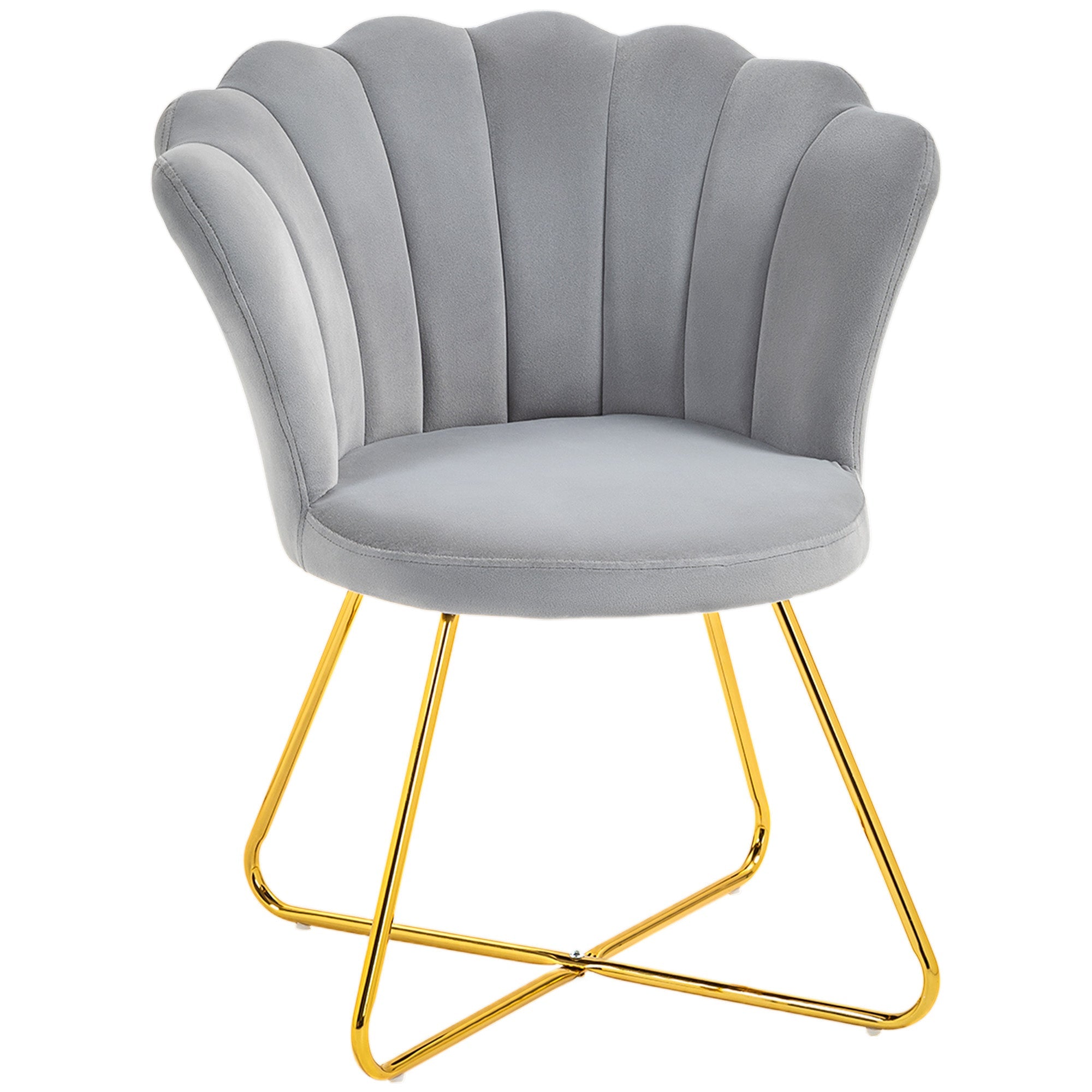 HOMCOM Accent Chair, Velvet Armchair with Lotus Backrest, Steel Legs